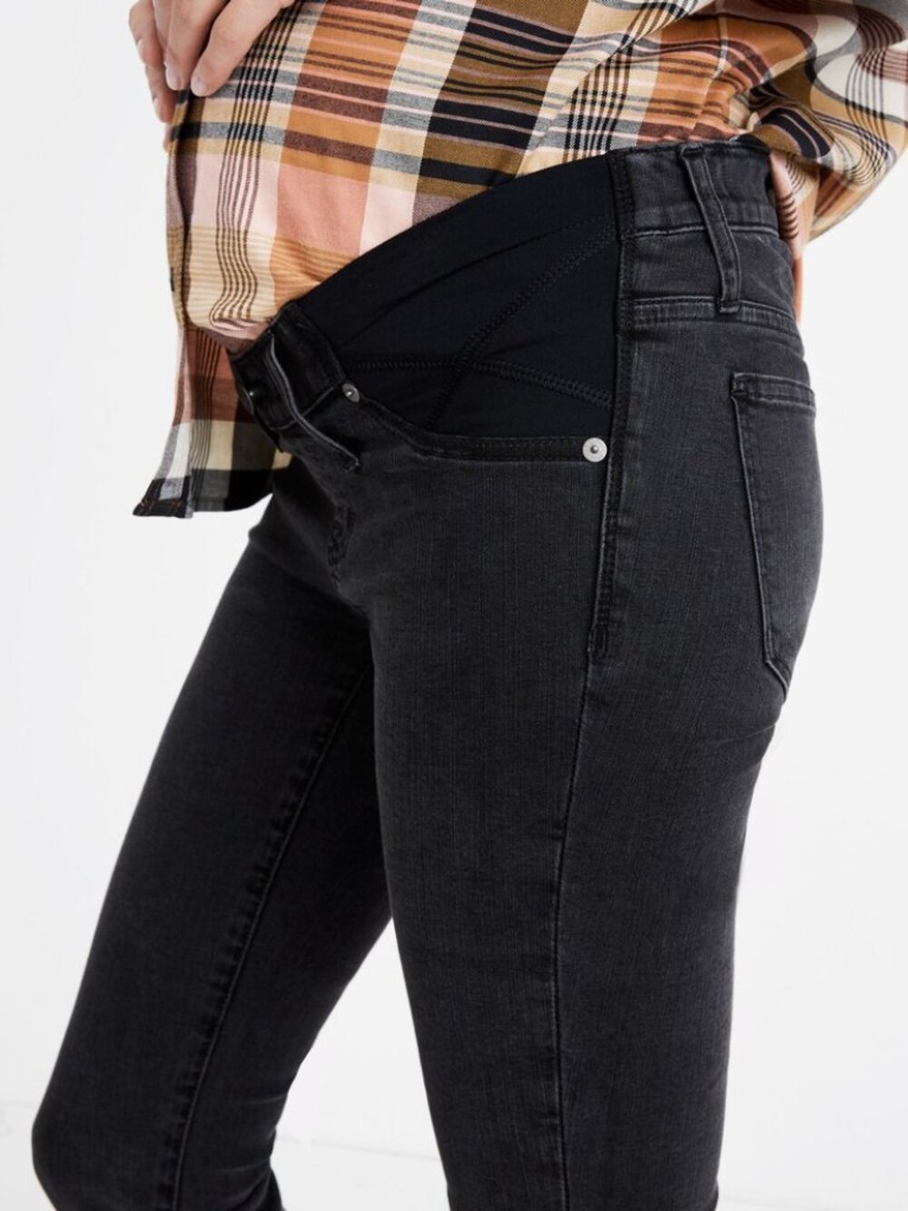 Madewell Maternity Side Panel Black Skinny Jeans